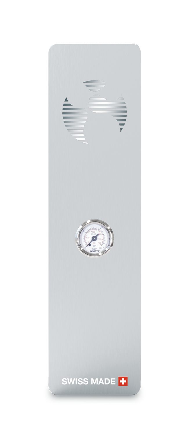 EVOfilter water filtration system – front panel with pressure gauge and ventilation cutout